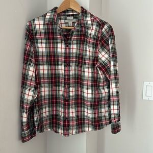 L.L. Bean Scotch Plaid Flannel Shirt Relaxed size Medium petite